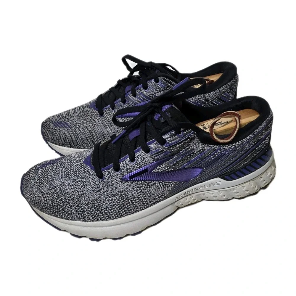 Brooks Adrenaline GTS Women's Running Shoes Gray Purple Athletic Sneakers US SB0